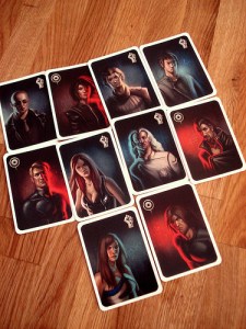 A close up of all the cards