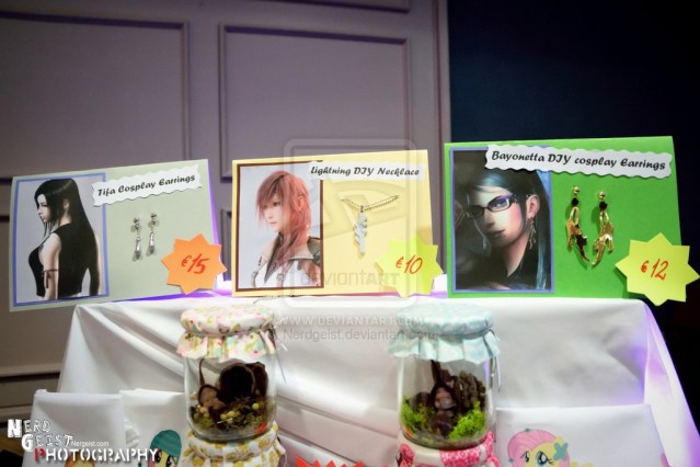 Cosplay Jewellery at Anathiell’s table at Nom-Con 2014.