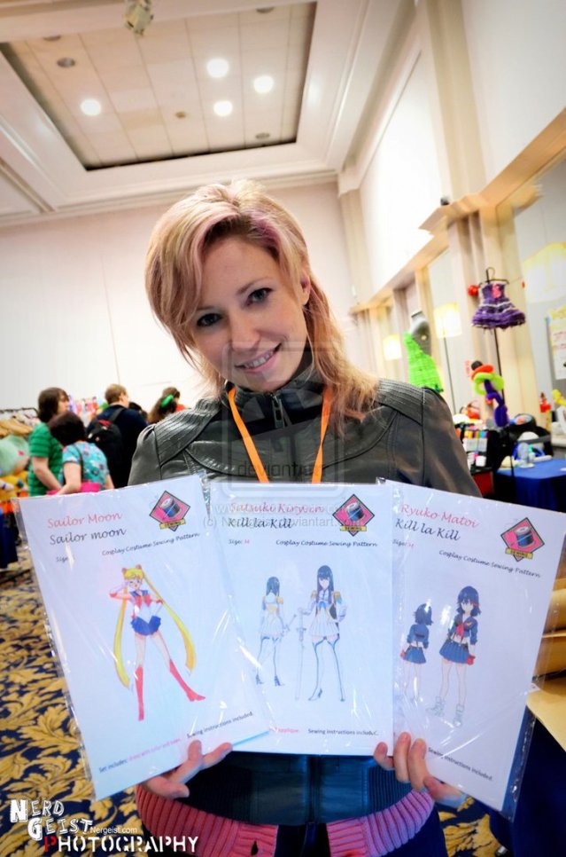 Anathiell with a selection of her Cosplay Costume Sewing Patterns.