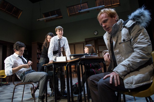 L to R: Actors Jonah Hauer-King, Aisha Fabienne Ross, Ian Toner, Lauren Coe and Rory  Corcoran in a scene from Punk Rock at the Lyric Theatre until 6 September. Lyrictheatre.co.uk 