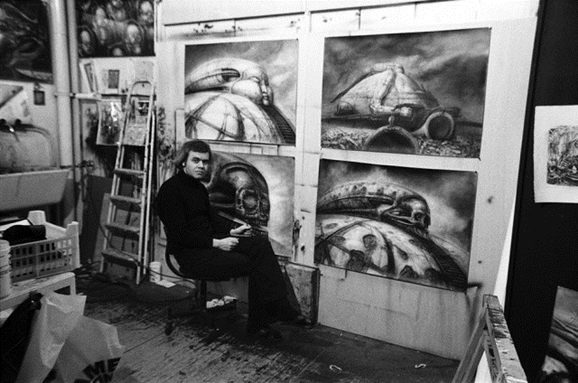 H.R.Giger with some of his Dune work