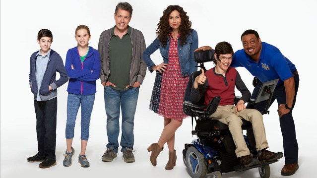 SPEECHLESS - ABC's “Speechless" stars Mason Cook as Ray, stars Kyla Kenedy as Dylan, John Ross Bowie as Jimmy, Minnie Driver as Maya, Micah Fowler as JJ and Cedric Yarbrough as Kenneth. (ABC/Kevin Foley)